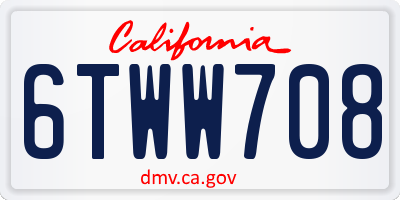 CA license plate 6TWW708