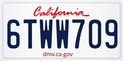 CA license plate 6TWW709