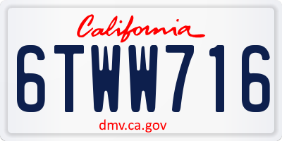 CA license plate 6TWW716