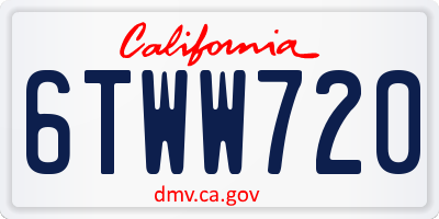 CA license plate 6TWW720