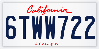 CA license plate 6TWW722