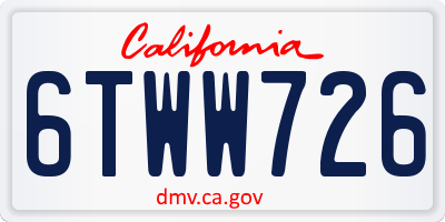 CA license plate 6TWW726