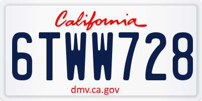 CA license plate 6TWW728