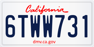 CA license plate 6TWW731