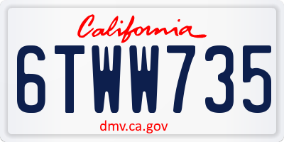 CA license plate 6TWW735