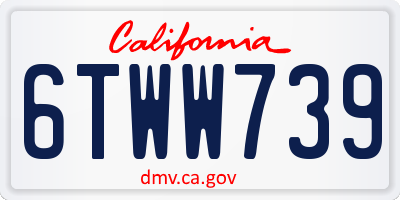 CA license plate 6TWW739