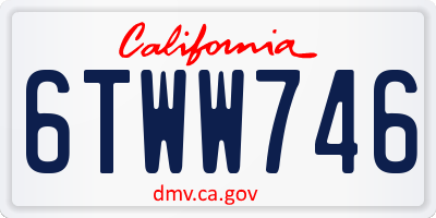 CA license plate 6TWW746