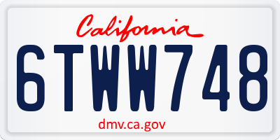 CA license plate 6TWW748