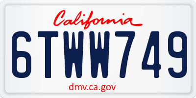 CA license plate 6TWW749