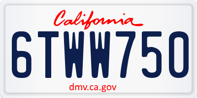 CA license plate 6TWW750