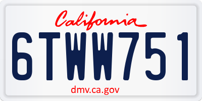 CA license plate 6TWW751