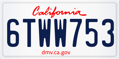 CA license plate 6TWW753