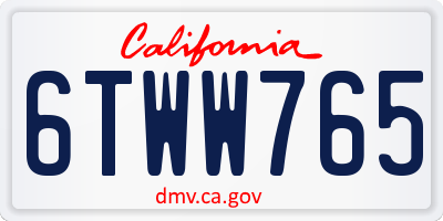 CA license plate 6TWW765