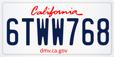CA license plate 6TWW768