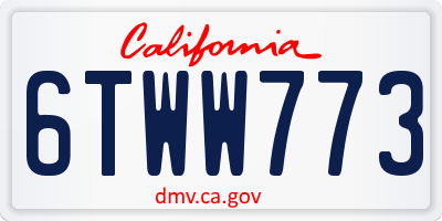 CA license plate 6TWW773