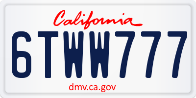 CA license plate 6TWW777