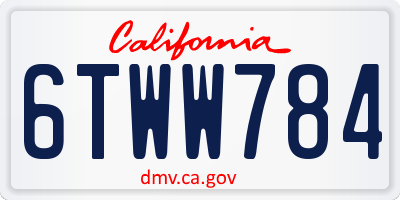 CA license plate 6TWW784