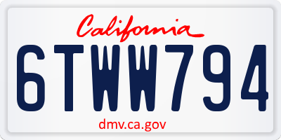 CA license plate 6TWW794