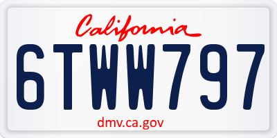 CA license plate 6TWW797