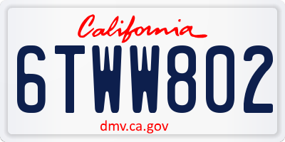 CA license plate 6TWW802