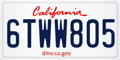 CA license plate 6TWW805
