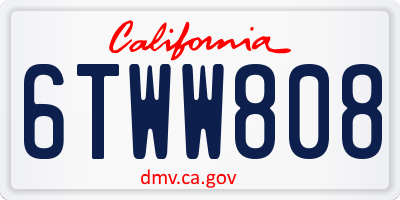 CA license plate 6TWW808