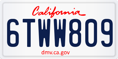 CA license plate 6TWW809