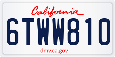 CA license plate 6TWW810