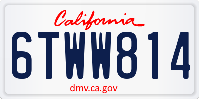 CA license plate 6TWW814