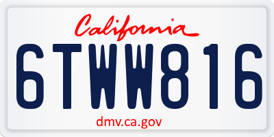 CA license plate 6TWW816