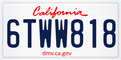 CA license plate 6TWW818