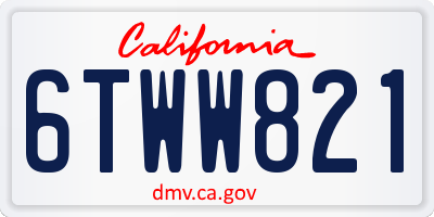 CA license plate 6TWW821