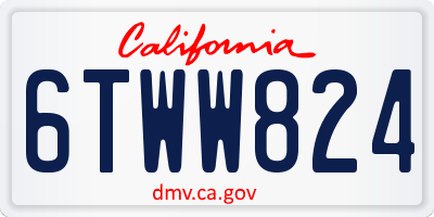 CA license plate 6TWW824