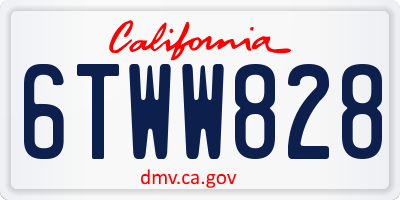 CA license plate 6TWW828