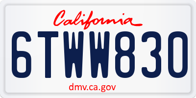 CA license plate 6TWW830