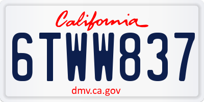 CA license plate 6TWW837
