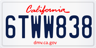 CA license plate 6TWW838