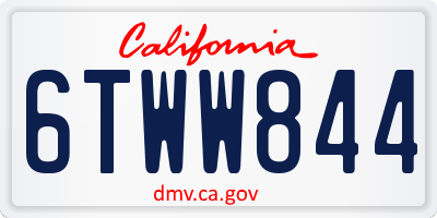 CA license plate 6TWW844