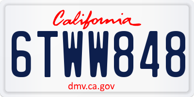 CA license plate 6TWW848