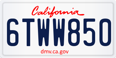 CA license plate 6TWW850
