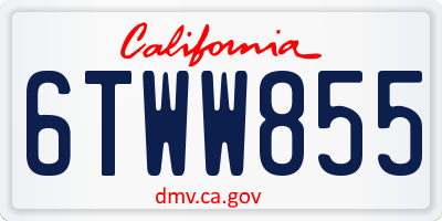 CA license plate 6TWW855