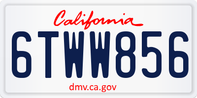 CA license plate 6TWW856