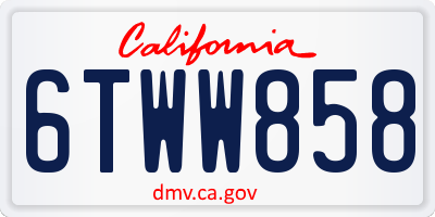 CA license plate 6TWW858