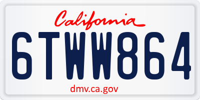 CA license plate 6TWW864