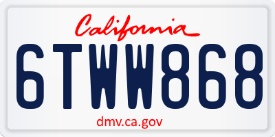 CA license plate 6TWW868