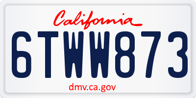 CA license plate 6TWW873