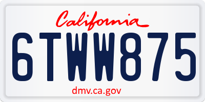 CA license plate 6TWW875