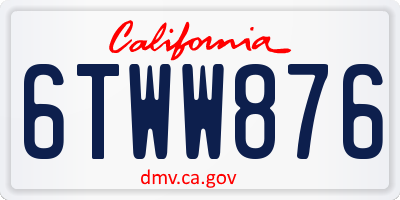 CA license plate 6TWW876