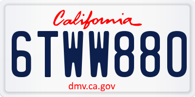CA license plate 6TWW880