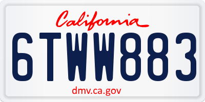 CA license plate 6TWW883
